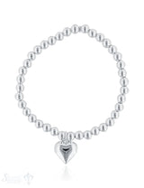 Kugel 5mm Armband mit Herz10x12 mm Anhänger 17.5 cm poliert auf Elast