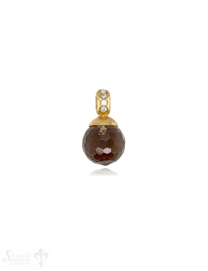 Kugel Anhänger Silber 10 mm facettiertem Stein Oese mit Zirkonia ID 4 mm Stein-Grösse und Farbe kann variieren - Shanti Enterprise AG