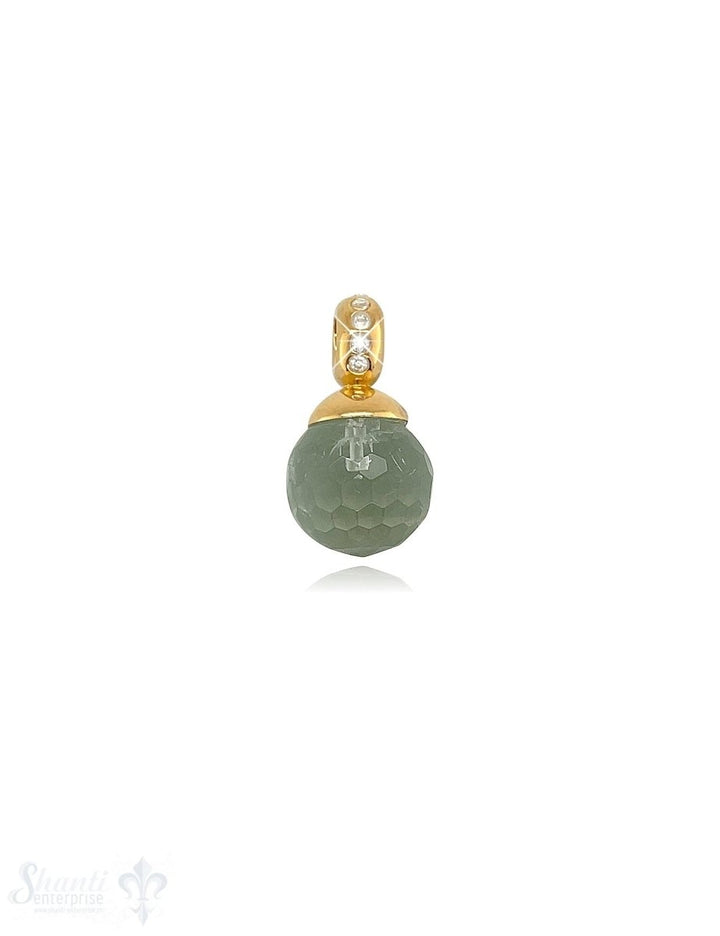 Kugel Anhänger Silber 10 mm facettiertem Stein Oese mit Zirkonia ID 4 mm Stein-Grösse und Farbe kann variieren - Shanti Enterprise AG