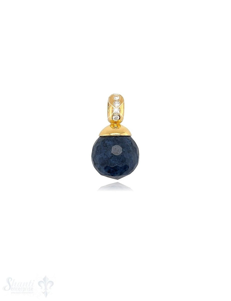 Kugel Anhänger Silber 10 mm facettiertem Stein Oese mit Zirkonia ID 4 mm Stein-Grösse und Farbe kann variieren - Shanti Enterprise AG