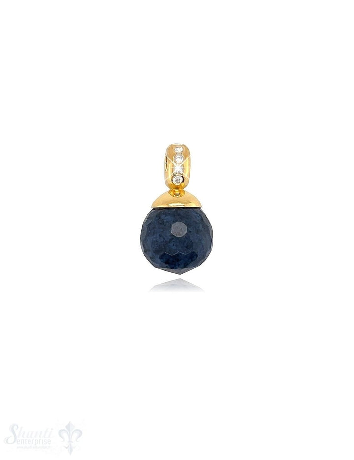 Kugel Anhänger Silber 10 mm facettiertem Stein Oese mit Zirkonia ID 4 mm Stein-Grösse und Farbe kann variieren - Shanti Enterprise AG
