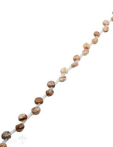 Landschafts-Jaspis Strang beige facettiert Briolette 7 mm mit Plastik Zwischenteile