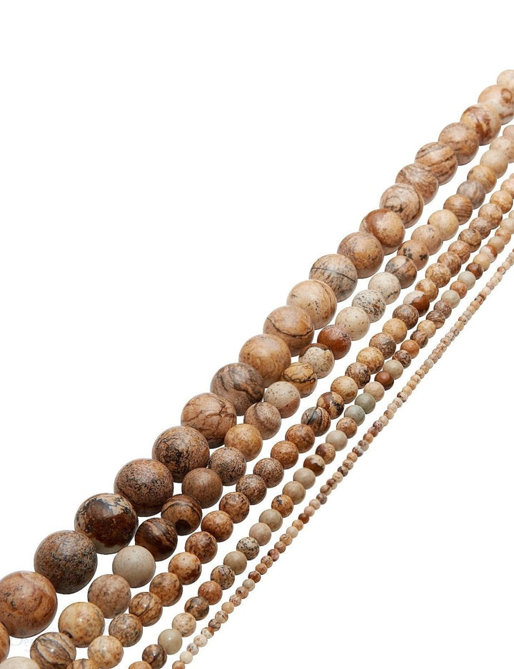 Landschafts-Jaspis Strang beige poliert Kugeln - Shanti Enterprise AG
