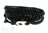 Leather Wrap Bracelet: black cristal, 100 cm 6 x Handgelenk