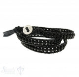 Leather Wrap Bracelet: black cristal, 50 cm 3 x Handgelenk