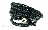 Leather Wrap Bracelet: blue cristal, 100 cm 6 x Handgelenk
