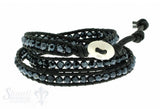 Leather Wrap Bracelet: blue cristal, 50 cm 3 x Handgelenk