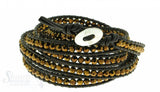 Leather Wrap Bracelet: gold cristal, 100 cm 6 x Handgelenk