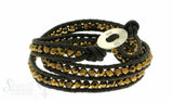 Leather Wrap Bracelet: gold cristal, 50 cm 3 x Handgelenk