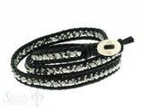 Leather Wrap Bracelet: Hämatit, 50 cm 3 x Handgelenk