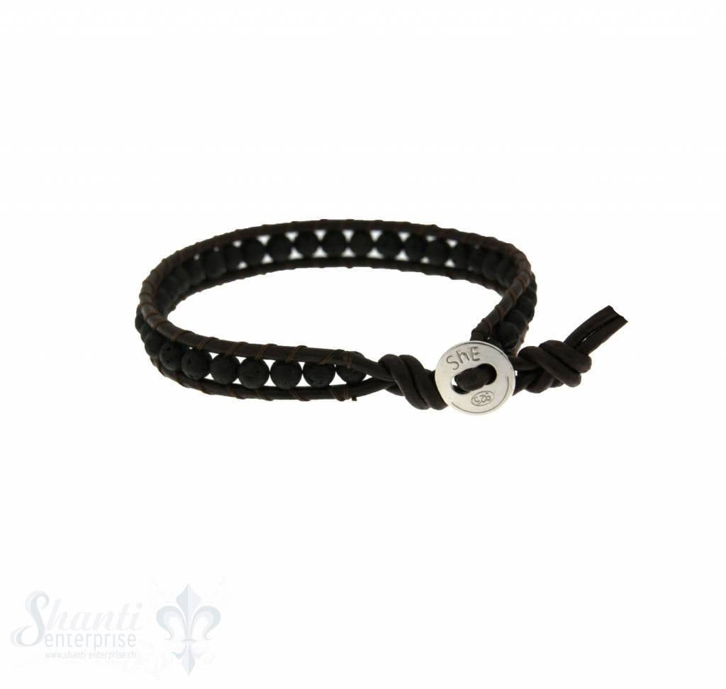 Leather Wrap Bracelet: Lava, 17 cm 1 x Handgelenk - Shanti Enterprise AG