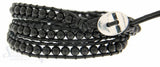 Leather Wrap Bracelet: Onyx 50 cm 3 x Handgelenk