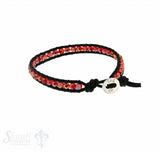 Leather Wrap Bracelet: red cristal, 17 cm 1 x Handgelenk