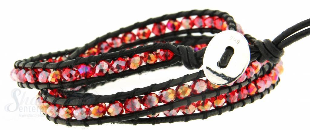 Leather Wrap Bracelet: red cristal, 50 cm 1 x Handgelenk - Shanti Enterprise AG