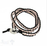 Leather Wrap Bracelet: rose crystal Buttons 50 cm 3 x Handgelenk