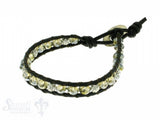 Leather Wrap Bracelet: smokey cristal, 17 cm 1 x Handgelenk