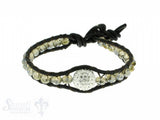 Leather Wrap Bracelet: smokey cristal, 17 cm 1 x Handgelenk
