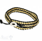 Leather Wrap Bracelet: Topaz yellow Buttons 50 cm 3 x Handgelenk