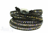 Leather Wrap Bracelet: violet cristal, 100 cm 6 x Handgelenk