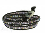 Leather Wrap Bracelet: violet cristal, 50 cm 3 x Handgelenk