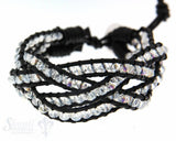 Leather Wrap Bracelet: white cristal Buttons gefl. 1 x Handgelenk