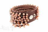 Lederarmband mit Perlen mehrreihig, Kupfer 1 x Handgelenk, Druckknopfverschluss