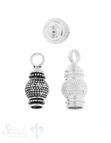 Lederkappe Silber bauchig getupft