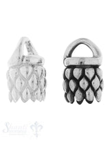 Lederkappe Silber rund 13x12 mm Rhomben iD 7.7 mm Öse fix 6x4 mm 1 Pack = 1 Stk. ca. 7 gr. gr.