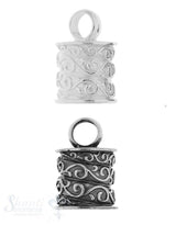 Lederkappe Silber rund 15x16mm ID: 11.3 ID Oese 6.3 mm 1 Pack = 1 Stk. ca. 11 gr.