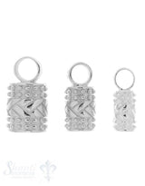 Lederkappe Silber rund verziert fixe Oese 1Pack = 2 Stk.