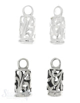 Lederkappe Silber rund verziert fixe Öse 1Pack = 2 Stk.