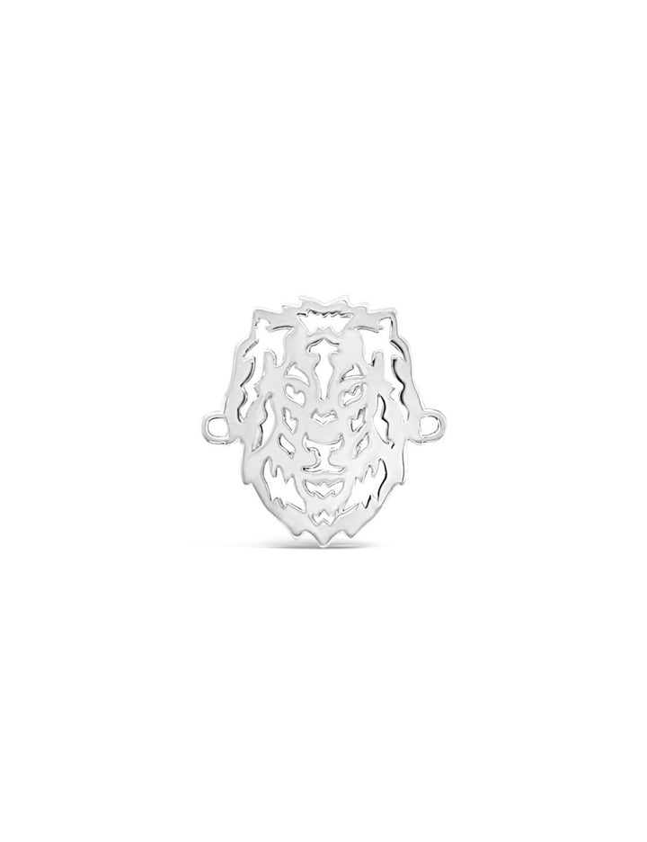 Löwe 25x20 mm Kopf Silber poliert durchbrochen flach mit Doppelösen ID 2,8 mm - Shanti Enterprise AG
