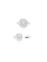 Magnetschloss Silber rund mit Zirkonia weiss