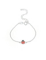 Marienkäfer 11x8 mm Anker Armkette 12-16 cm Kinder Schmuck Grösse verstellbar mit Emaille rot/schwar