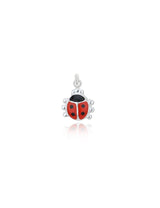 Marienkäfer Anhänger 11x8mm mit Emaille rot/schwarz Silber 925 ec