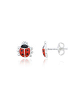 Marienkäfer Ohrstecker 8x8 mm Kinder mit Emaille rot/schwarz Silber 925 ec