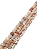 Marmor-Jaspis Strang beige-grau-rosa poliert Kugeln AA