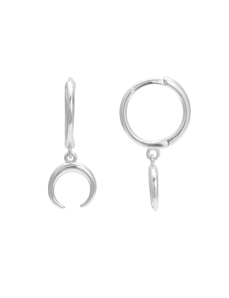 Mondsichel 7 mm an Creolen 11 mm poliert mit Steck-Verschuss - Shanti Enterprise AG