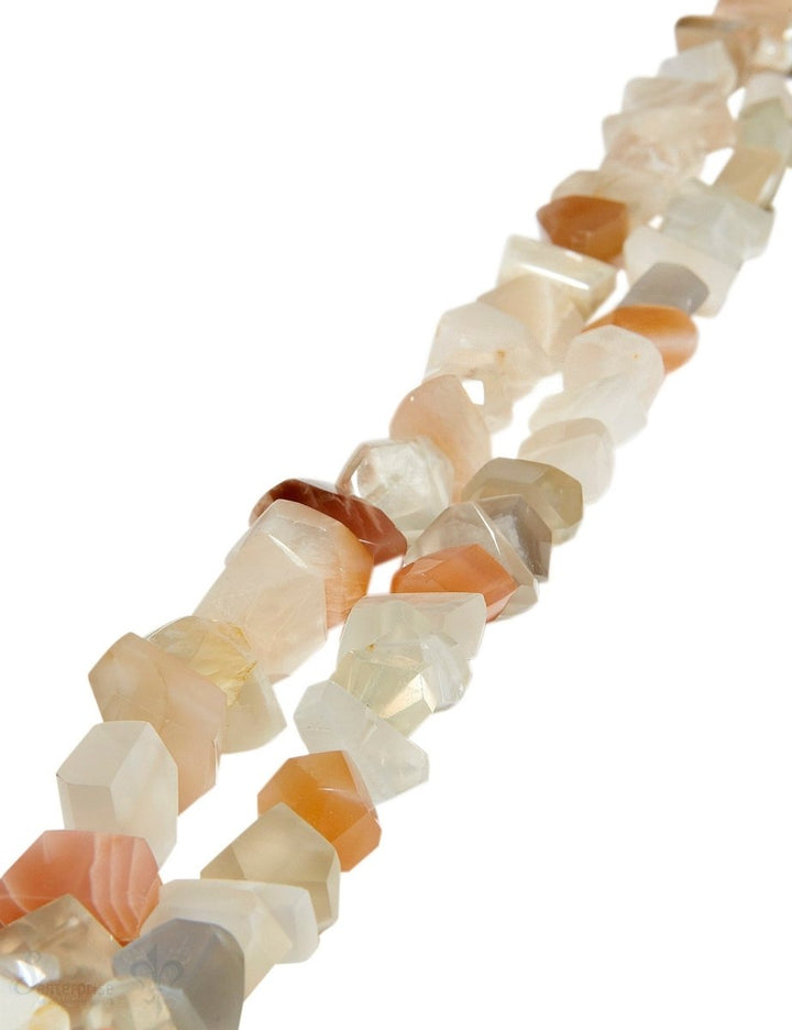 Mondstein Strang multicolor eckige Steine beige-apricot-hellgrau unregelmässig - Shanti Enterprise AG