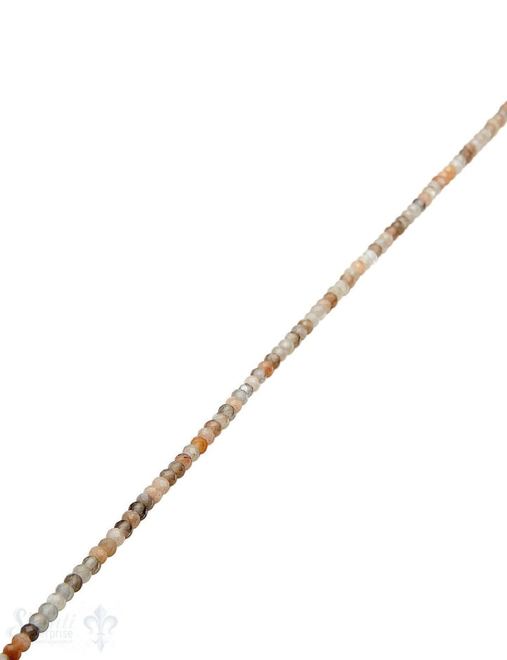 Mondstein Strang multicolor facettiert buttons 3mm (2,8-3,0 mm) hellgrau-beige-peach hell - Shanti Enterprise AG