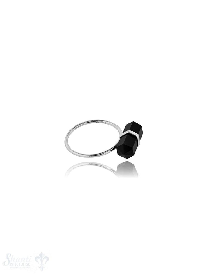 Obelisk Silberring 16x7 mm quer mit Silber Befestigung an Schiene 1,2 mm breit Silber 925 poliert - Shanti Enterprise AG