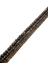 Obsidian Strang oliv dunkel Kugel facettiert rund