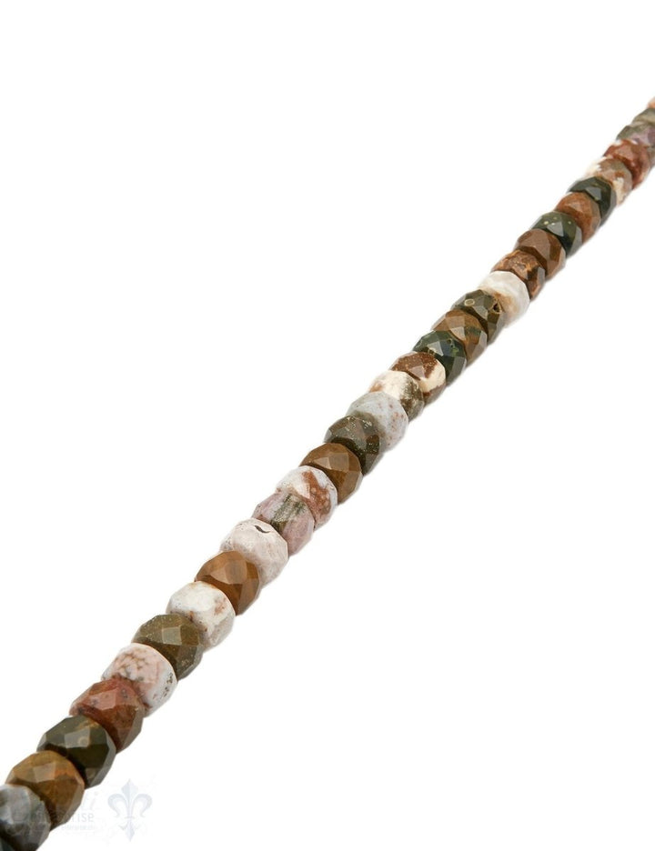 Ocean-Jaspis Strang grün-weiss facettiert wheels AA (10,0-10,3 mm) 7,5 mm breit - Shanti Enterprise AG
