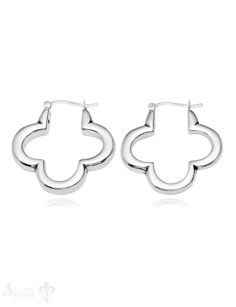 Ohrhänger Silber Blumen-Rahmen vierblättrig 5 mm breit 30 mm mit Bügel zum Einklicken - Shanti Enterprise AG
