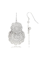 Ohrhänger Silber hell 20x28 mm Ethno-Blumen 2-teilig mit Bügel