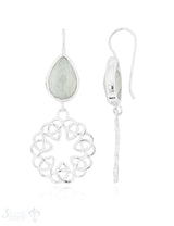 Ohrhänger Silber Tropfen facettiert mit keltischem Mandala 38x18 mm mit Bügel