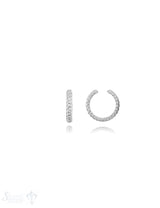 Ohrklemmen 13 mm gerillt 2,5 mm breit Silber massiv offen 1 Pack = 1 Paar