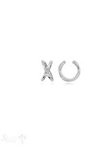 Ohrklemmen Silber 12 mm 2 Linien offen gekreuzt massiv offen 1 Pack = 1 Paar