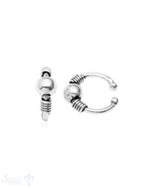 Ohrklemmen Silber geschwärzt umwickelt mit Kugel i n Mitte 11 mm Pack = 1 Paar