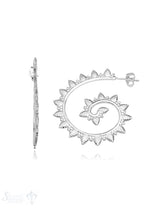Ohrstecker Creolen Silber 38 x 34 mm Blätter-Kranz mit Struktur eq